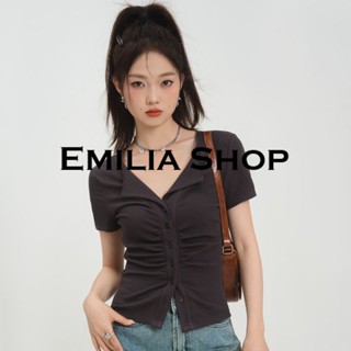 EMILIA SHOP  เสื้อยืด เสื้อครอป เสื้อผ้าแฟชั่นผู้หญิง สไตล์เกาหลี 2023 ใหม่  Chic High quality พิเศษ คุณภาพสูง A29J1LC 36Z230909