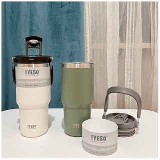Tyeso แก้วเก็บความเย็น สั่งสกรีนชื่อได้ฟรี!! แบบใหม่มีที่จับ หูหิ้ว แก้วกาแฟ แก้วสแตนเลส600ml/900ml พร้อมส่ง (Bottle)