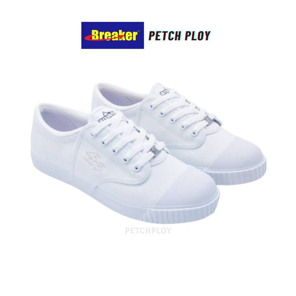 [4x4] Breaker รองเท้านักเรียน รองเท้าผ้าใบ Breaker 4×4 สีขาว ผูกเชือก เบอร์ 29-47