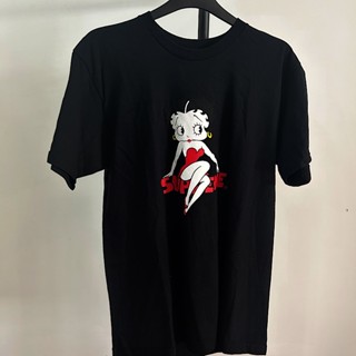 [พร้อมส่ง] เสื้อยืดแขนสั้น ผ้าฝ้ายแท้ พิมพ์ลาย Supreme Betty boop สําหรับเด็กผู้หญิง