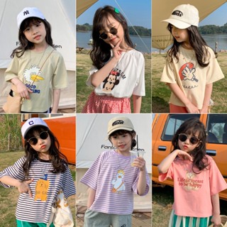 [X-KID] เสื้อยืดแขนสั้น พิมพ์ลายการ์ตูน ทรงหลวม แฟชั่นฤดูร้อน สําหรับเด็กผู้หญิง