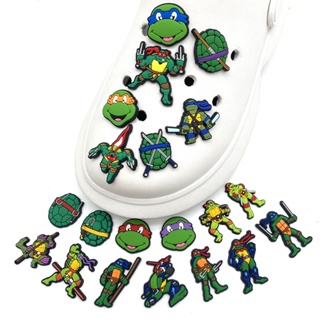 จี้รูปการ์ตูนอนิเมะนินจาเต่า Jibitz Crocs Charm Ninja Turtles Jibits น่ารัก อุปกรณ์เสริม สําหรับตกแต่งรองเท้าเด็ก