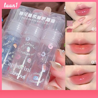 Cappuvini Cotton Candy Transparent Lip Honey Glass Lip ให้ความชุ่มชื้นและให้ความชุ่มชื้น Water Gloss Mirror Lip Glaze ลิปสติกแต่งหน้า cod