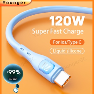 สายชาร์จ USB 120W 6A ซิลิโคนเหลว สําหรับ ios Type C