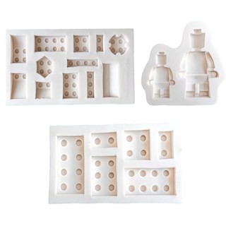 3pcs Silicone DIY Kitchen Ice Cube Cake Decoration Robot Shape Cupcake Topper Building Bricks Clay Plaster Fondant Molds