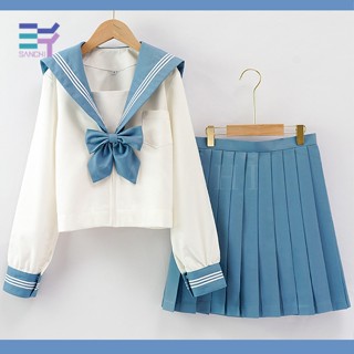 ชุดยูนิฟอร์มนักเรียน Sanchi Sailor Uniform สีขาวเข้ม แฟชั่นฤดูใบไม้ผลิ และฤดูใบไม้ร่วง สําหรับผู้หญิง