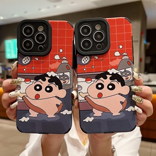 เคสโทรศัพท์มือถือ ป้องกันเลนส์ กันกระแทก ลายการ์ตูนชินจัง สําหรับ iPhone 11 Pro Max 12 13promax 14 XS XSMAX 7P 8P