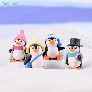 [TinChingT] ตุ๊กตาเพนกวิน ขนาดเล็ก สําหรับตกแต่งบ้านตุ๊กตา 4 ชิ้น