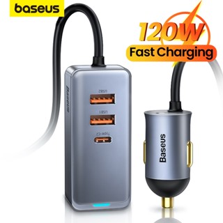 Baseus อะแดปเตอร์ซ็อกเก็ตที่จุดบุหรี่ในรถยนต์ 120W QC 3.0 PD 3.0 USB PD 20W