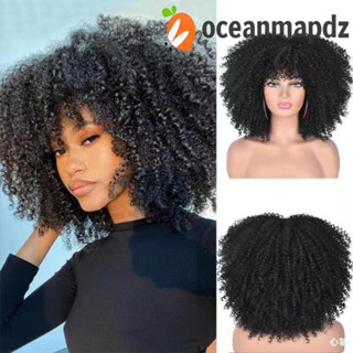 OCEANMAPDZ Afro Kinky วิกผมสังเคราะห์ สีน้ําตาลธรรมชาติ ไล่โทนสี สีดํา สไตล์แอฟริกัน