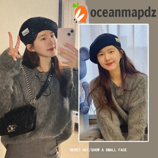 OCEANMAPDZ หมวกเบเร่ต์ ผ้าถัก ให้ความอบอุ่น พิมพ์ลายตัวอักษร แฟชั่นฤดูใบไม้ร่วง และฤดูหนาว สไตล์อังกฤษ สําหรับผู้หญิง