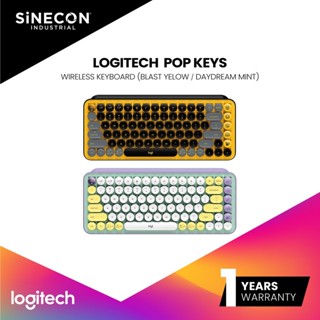 Logitech คีย์บอร์ดแมกคานิคอลไร้สาย POP Keys Cute Retro Wireless Mechanical Keyboard - Brown Switch