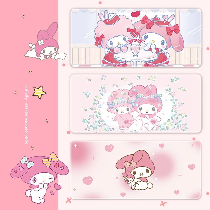 Kam แผ่นรองเมาส์ กันน้ํา ขนาดใหญ่ 800 มม. X 300 มม. พิมพ์ลายการ์ตูน Sanrio Melody HD สําหรับตกแต่งโต๊ะคอมพิวเตอร์ สํานักงาน
