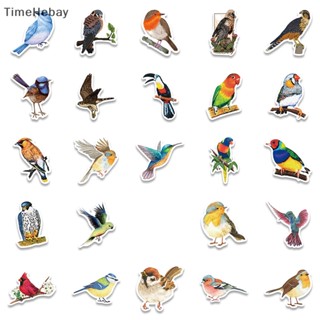 Timehebay สติกเกอร์ ลายการ์ตูนนกน่ารัก สีน้ํา DIY สําหรับติดตกแต่งกระเป๋าเดินทาง โน้ตบุ๊ก 50 ชิ้น