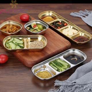 【COLORFUL】Flavour Plate Mini Platter Sauce Plate Silver/Gold Stainless Steel Sushi Platter