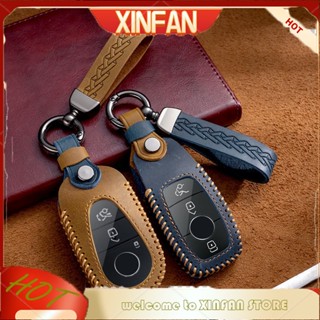 Xinfan เคสกุญแจรถยนต์ หนังวัวแท้ อุปกรณ์เสริม สําหรับ Mercedes Benz W205 W213 GLC 260 C200 CLA W176 W177 W213 GLA GLK GLE