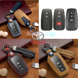  เคสกุญแจรีโมตรถยนต์ แบบหนัง สําหรับ Toyota Camry CHR Corolla C-HR CHR RAV4 Avalon Land Cruiser Prado Prius Key Fob Cover 2 3 4 Button 2018~2022