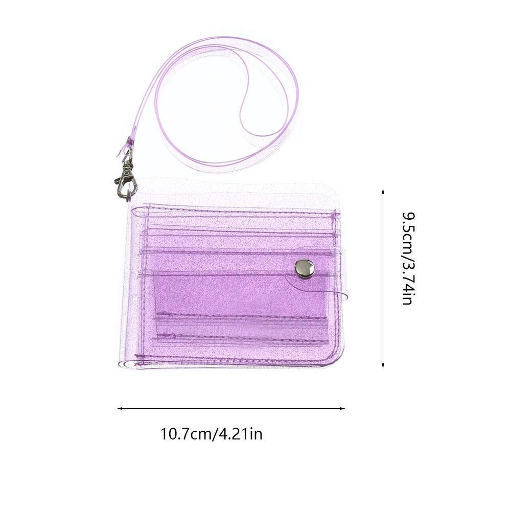 แฟลชสกี้ กระเป๋าสตางค์ใส่บัตรเครดิต, สีเจลลี่พร้อมที่ใส่บัตรสายคล้องคอ, กระเป๋าสตางค์ใส พีวีซี ขนาดเล็ก นักเรียน