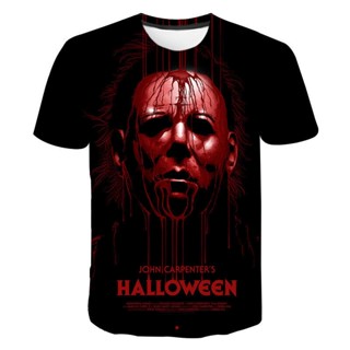 เสื้อยืด พิมพ์ลายภาพยนตร์สยองขวัญ Michael Myers แนวสตรีท เหมาะกับวันฮาโลวีน สําหรับผู้ชาย