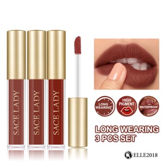 Sace Lady 3pcs/set Mattic Lip Glaze Velvet Showing White Chinese Makeup Lip Gloss ไม่ติดถ้วยและไม่ตกร่อง 【elle20181_th】