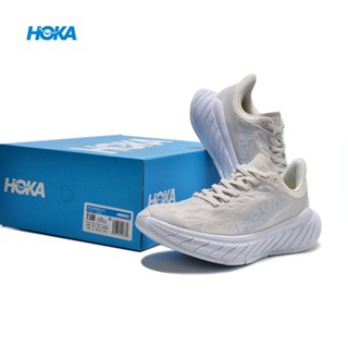 ใหม่ HOKA ONE CARBON X2 รองเท้าผ้าใบ ลําลอง ดูดซับแรงกระแทก เหมาะกับการวิ่ง สีเทา สีขาว 4FEQ 2023