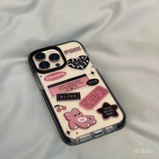 เคสโทรศัพท์มือถือแบบนิ่ม กันกระแทก ลายหมีสีชมพู สําหรับ iPhone14Promax 14Pro 14Plus 14 13Promax 13Pro 13 12Promax 12Pro 12 11Promax 11Pro 11 XSMAX XR 7Plus