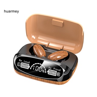 Huarmey M35 หูฟังไร้สาย บลูทูธ 5.2 หน้าจอดิจิทัล ลายไม้ ควบคุมสัมผัส เบสหนัก สําหรับโทรศัพท์มือถือ