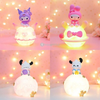 Sanrio Planet โคมไฟการ์ตูน Luminous Kuromi My Melody Pochacco ตุ๊กตาไฟกลางคืนประดับเด็กของเล่นของขวัญสำหรับเพื่อนบ้านตกแต่งห้องเด็ก TH