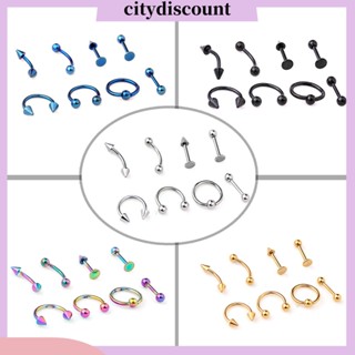 &lt;citydiscount&gt; จิวเจาะร่างกาย ลิ้น ปาก คิ้ว จมูก สไตล์คละแบบ 8 ชิ้น