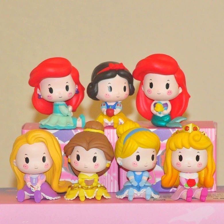 ตุ๊กตาฟิกเกอร์ Disney Princess Sitting Series Snow White Mermaid ของเล่นสําหรับเด็ก