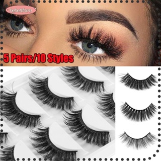 BEBETTFORM SKONHED 5 Pairs Woman False Eyelashes Handmade Wispy Fluffy  3D Faux Mink Hair Eye Makeup Tools Multilayer Natural Long Thick Resuable Eye Lashes Extension