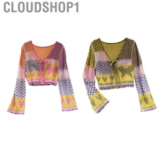 Cloudshop1 Jacket  V Neck Open Front Outwear Splicing  Fit for Gathering