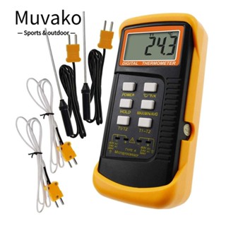 Muvako K-Type เครื่องวัดอุณหภูมิ แบบมีสาย และสเตนเลส -50~1300°C (-58~2372°เครื่องวัดอุณหภูมิดิจิทัล หน้าจอ LCD