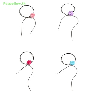 Peacellow สร้อยคอโชคเกอร์ ประดับโบว์ ดอกกุหลาบ ปรับได้ สําหรับผู้หญิง 1 ชิ้น