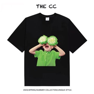 เสื้อยืดแขนสั้นลําลอง ผ้าฝ้าย ทรงหลวม ลายโดนัท AV อินเทรนด์