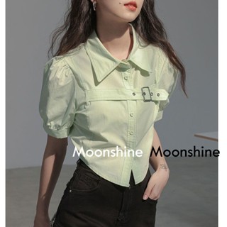 Moon  เสื้อครอป เสื้อแฟชั่นผู้หญิง y2k สีพื้น สําหรับผู้หญิง ใส่ไปคลับ ปาร์ตี้ 2023 NEW 23071104  Unique ทันสมัย สไตล์เกาหลี คุณภาพสูง A29J1IG 36Z230909