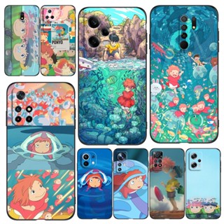 เคสโทรศัพท์มือถือ ซิลิโคนนิ่ม Tpu ลาย Ponyo on the Cliff สีดํา สําหรับ POCO M4 5G M5 4G M5S C40