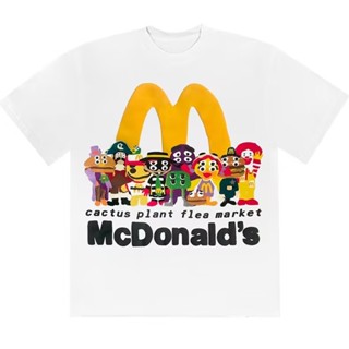 เสื้อยืดแขนสั้นลําลอง พิมพ์ลายการ์ตูน McDonalds co-branded สําหรับผู้ชาย และผู้หญิง