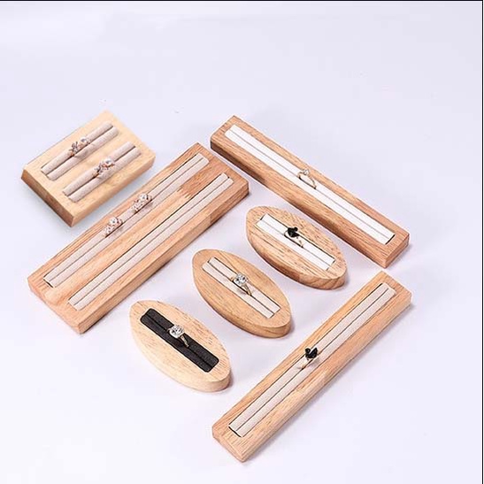 ถาดไม้เนื้อแข็ง สําหรับโชว์เครื่องประดับ แหวน ต่างหู