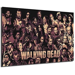 โปสเตอร์ผ้าใบ พิมพ์ลายอนิเมะ The Walking Dead สีดํา สีขาว สไตล์โมเดิร์น สําหรับตกแต่งบ้าน