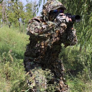 [Tachiuwa21] Ghillie ถุงมือ ลายใบไม้ 3D สําหรับผู้ชาย ดูนก ฮาโลวีน