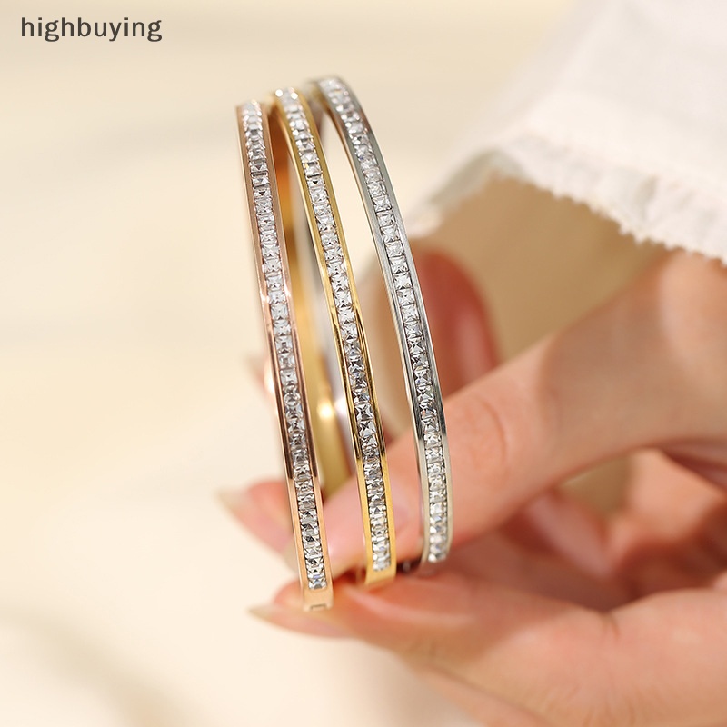 [highbuying] แฟชั่น เรียบง่าย ไทเทเนียม เหล็ก ยิปโซ กําไลข้อมือ ไม่จางหาย แสง อารมณ์ เต็มรูปแบบ เพชร สร้อยข้อมือ สําหรับผู้หญิง เครื่องประดับ ใหม่ พร้อมส่ง