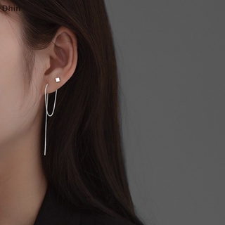 [Dhin] Simple Style Box Chain Tassel Drop Earrings For Women Long Dangle Earring  Line Accessories Thin Mini Trendy Ear Jewelry COD
