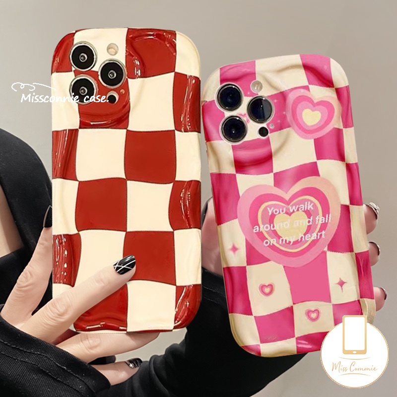 เคสโทรศัพท์มือถือ ลายตารางหมากรุก หัวใจ สําหรับ Vivo Y27 V25 V27 Y12 Y02 Y35 Y21 Y17 Y16 Y36 Y11 Y30 Y15s Y15 Y20 Y91C Y91 Y12i Y21A Y20s Y12s Y22s Y21s Y31 Y33s Y15A Y51