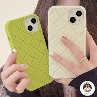 เคสโทรศัพท์มือถือแบบนิ่ม TPU กันกระแทก ลายสาน สีพื้น หรูหรา สําหรับ IPhone 14 13 12 11 Pro Max X XR 8 7 Plus