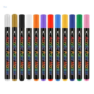 Chua ปากกามาร์กเกอร์อะคริลิค แบบแห้งเร็ว 12 สี สําหรับวาดภาพ DIY
