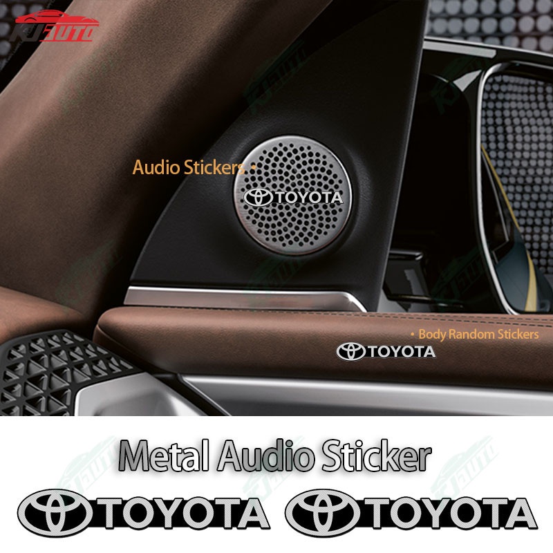 【ข้อเสนอเวลาจํากัด】สติกเกอร์เครื่องเสียงรถยนต์ อะลูมิเนียม โลหะ 3D สําหรับ Toyota Hilux Innova Corolla Cross Rush Calya Yaris Vios Avanza Raize Veloz Sienta