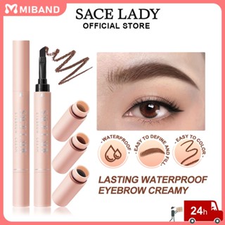 พร้อมสต็อก Sace Lady เจลเขียนคิ้วกันน้ำพร้อมแปรง Smooth Multi-use Long Wear Natural Smudge-proof 3 Color Sweatproof Tattoo Eyebrow Pencil Female Makeup