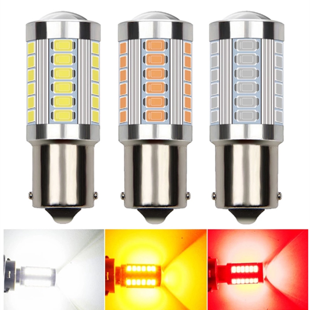 PY21W P21/5W 1156 1157 LED 1 ชิ้นหลอดไฟรถยนต์ Ba15s Bay15d 12V 33SMD 7000K โคมไฟสีขาว