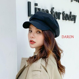 Daron หมวกแก๊ป ผ้าฝ้าย และผ้าลินิน ระบายอากาศได้ดี สีพื้น แฟชั่นฤดูใบไม้ร่วง และฤดูหนาว สไตล์เกาหลี สําหรับผู้หญิง